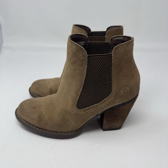 BORN Heeled Boots Womens 6 Brown Suede Leather Comfort Western Boho - Picture 4 of 10